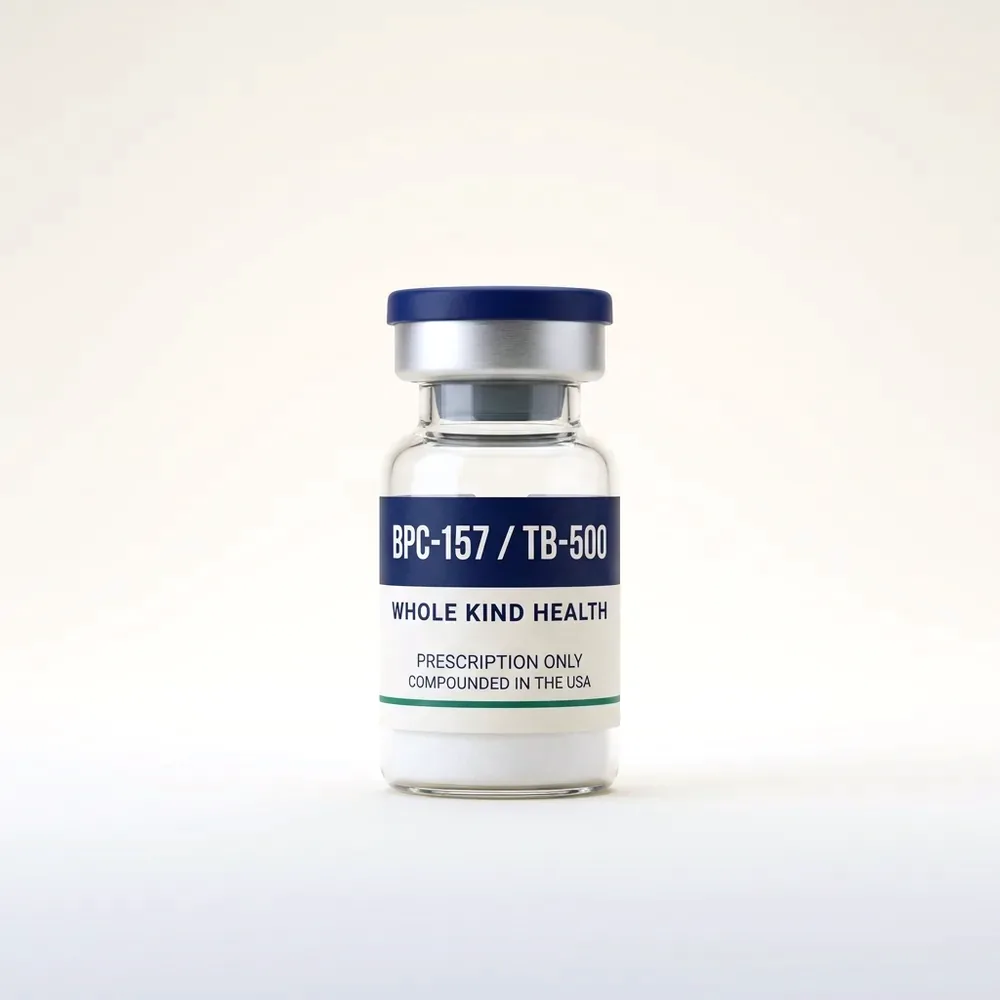 BPC-157 / TB-500 from Whole Kind Health, lyophilized powder vial, subcutaneous injection
