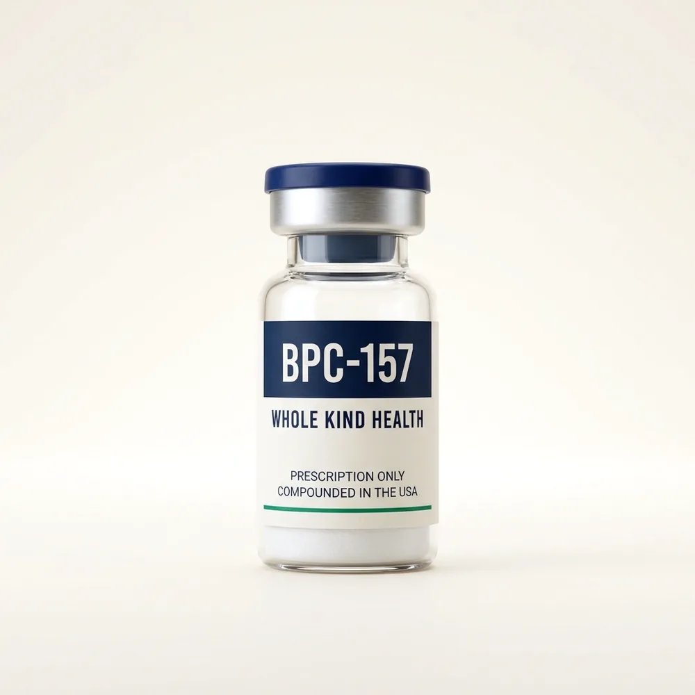 BPC-157 from Whole Kind Health, lyophilized powder vial, subcutaneous injection