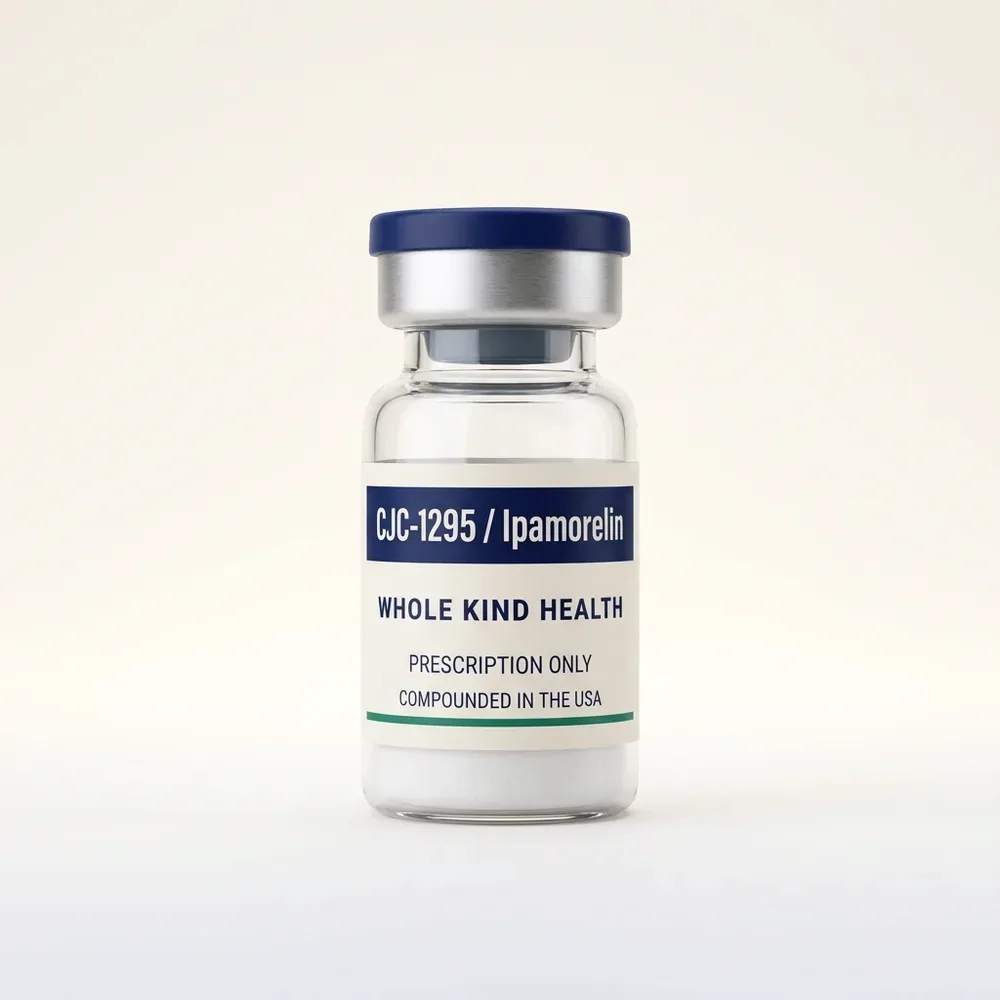 CJC-1295 / Ipamorelin from Whole Kind Health, lyophilized powder vial, subcutaneous injection