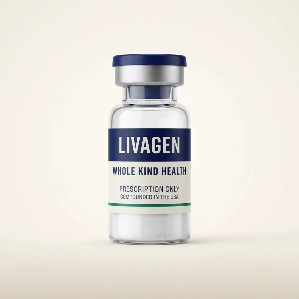 Livagen from Whole Kind Health, lyophilized powder vial, subcutaneous injection