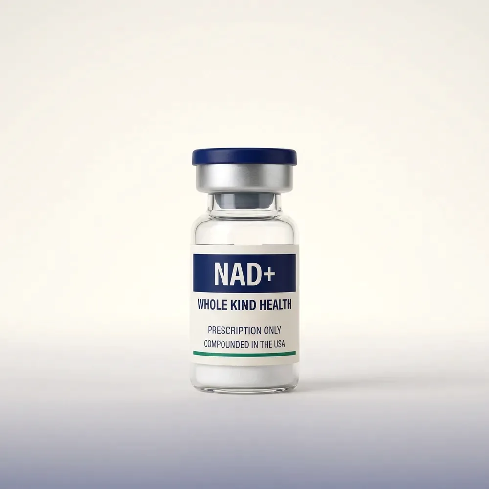 NAD+ from Whole Kind Health, lyophilized powder vial, subcutaneous injection