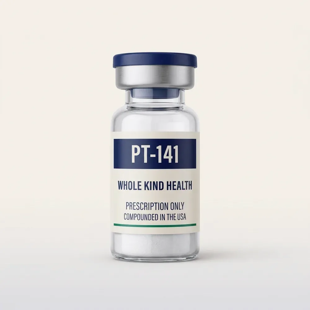PT-141 from Whole Kind Health, lyophilized powder vial, subcutaneous injection
