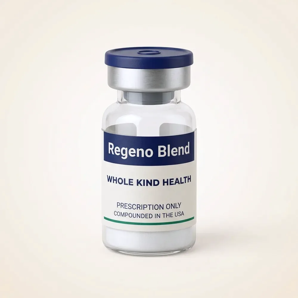 Regeno Blend from Whole Kind Health, lyophilized powder vial, subcutaneous injection