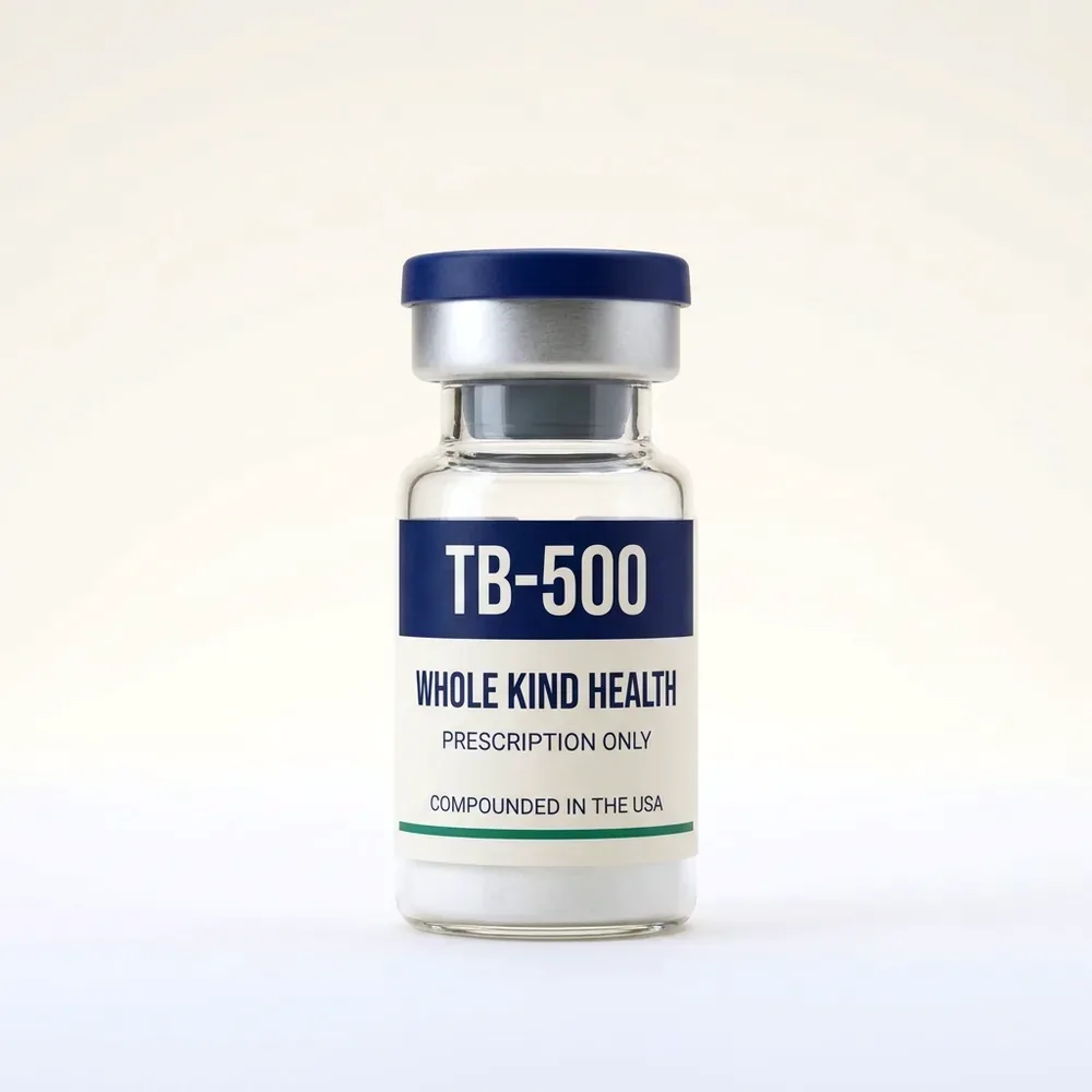 TB-500 from Whole Kind Health, lyophilized powder vial, subcutaneous injection