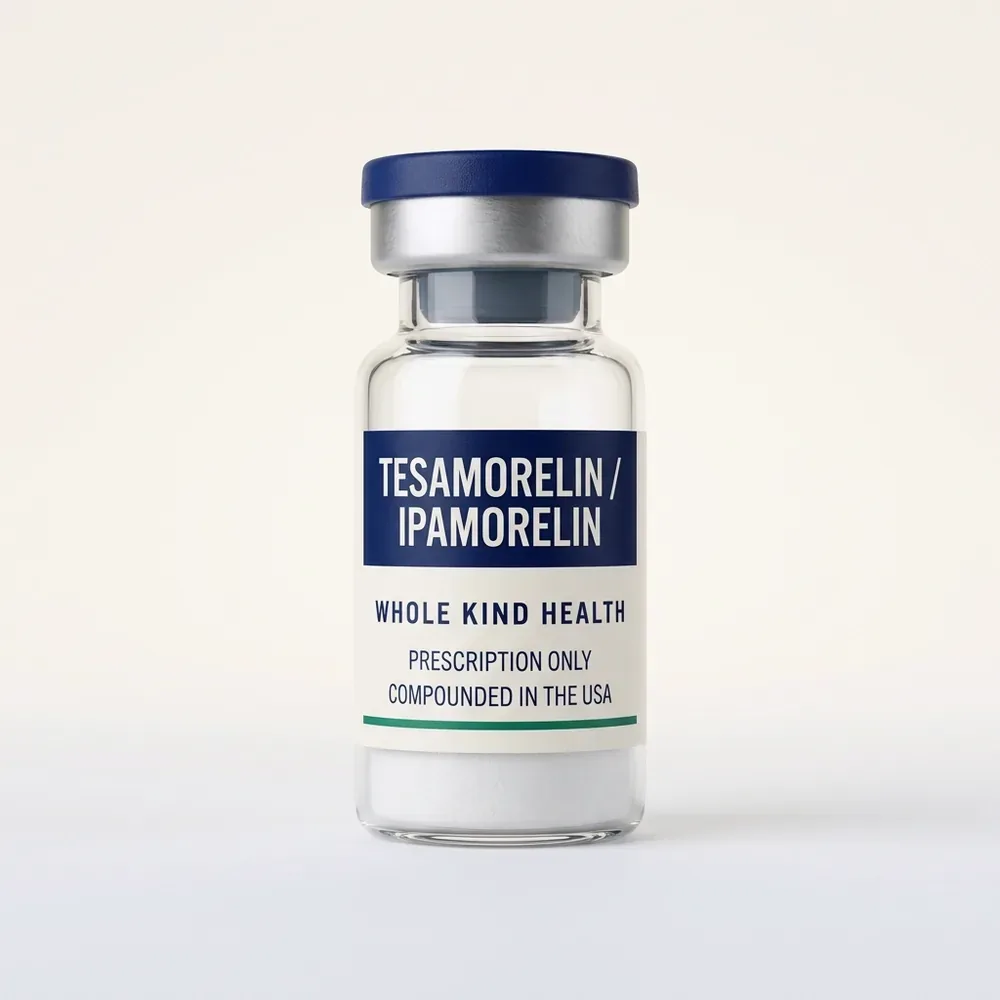 Tesamorelin / Ipamorelin from Whole Kind Health, lyophilized powder vial, subcutaneous injection