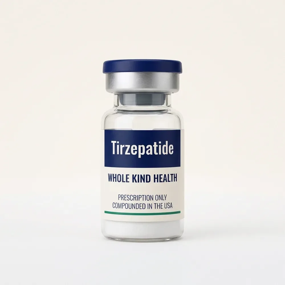 Tirzepatide from Whole Kind Health, lyophilized powder vial, subcutaneous injection